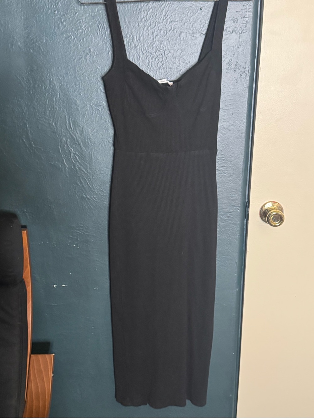 Reformation Women’s Black Ribbed Midi Dress
